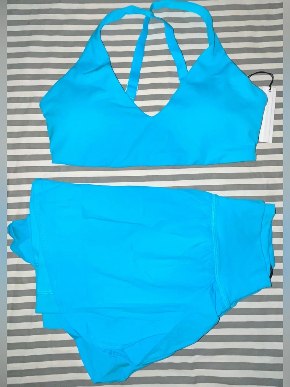 Paragon Fitwear RecStretch Apex Sports Bra & AirLift Track Short in Azure Size M